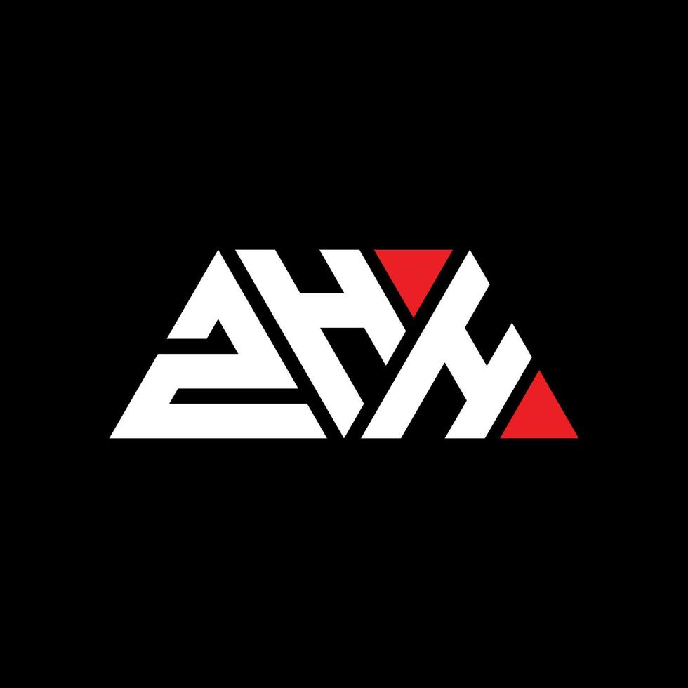 ZHH triangle letter logo design with triangle shape. ZHH triangle logo design monogram. ZHH triangle vector logo template with red color. ZHH triangular logo Simple, Elegant, and Luxurious Logo. ZHH