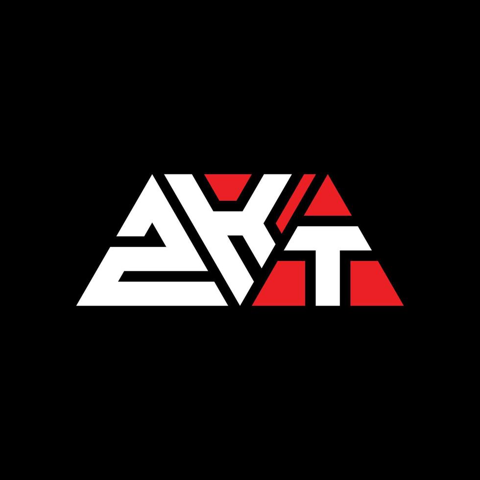 ZKT triangle letter logo design with triangle shape. ZKT triangle logo design monogram. ZKT triangle vector logo template with red color. ZKT triangular logo Simple, Elegant, and Luxurious Logo. ZKT