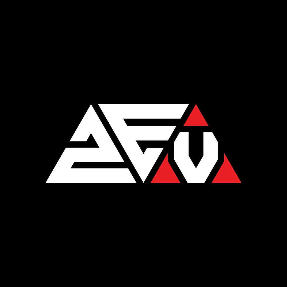 ZEV triangle letter logo design with triangle shape. ZEV triangle logo design monogram. ZEV triangle vector logo template with red color. ZEV triangular logo Simple, Elegant, and Luxurious Logo. ZEV