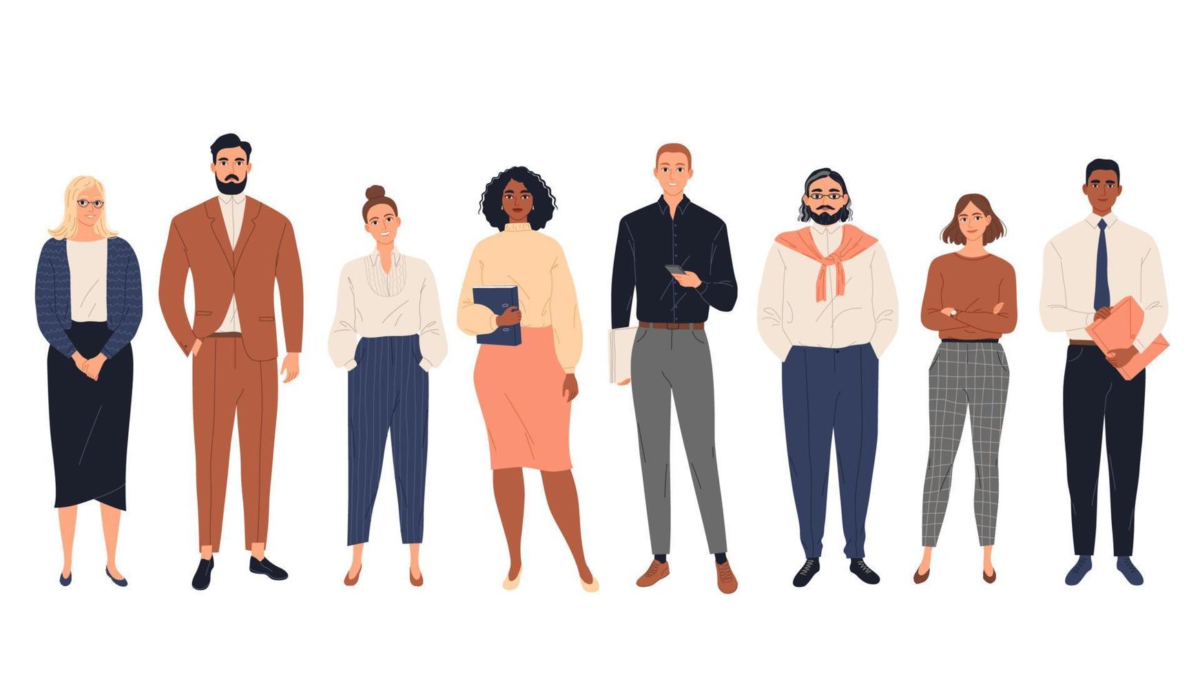 Group of diverse business people standing together vector