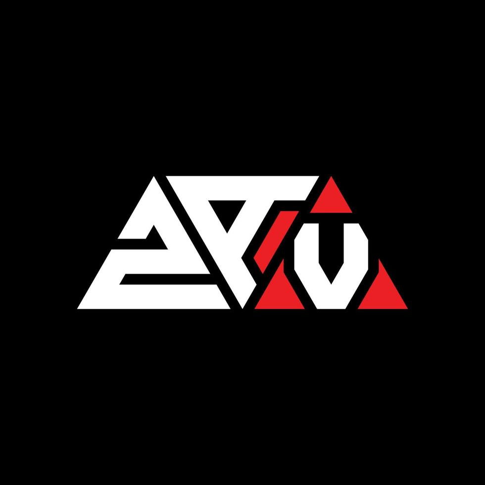 ZAV triangle letter logo design with triangle shape. ZAV triangle logo design monogram. ZAV triangle vector logo template with red color. ZAV triangular logo Simple, Elegant, and Luxurious Logo. ZAV
