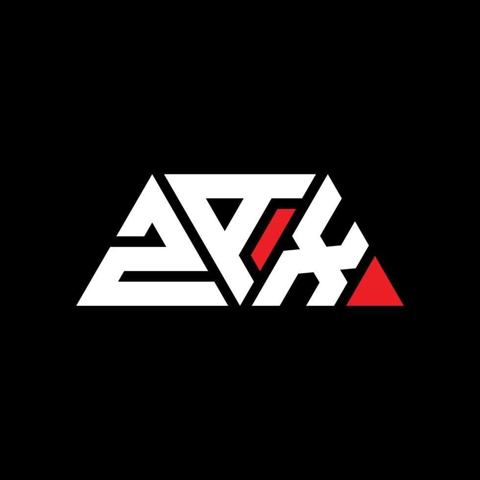 ZAX triangle letter logo design with triangle shape. ZAX triangle logo design monogram. ZAX triangle vector logo template with red color. ZAX triangular logo Simple, Elegant, and Luxurious Logo. ZAX