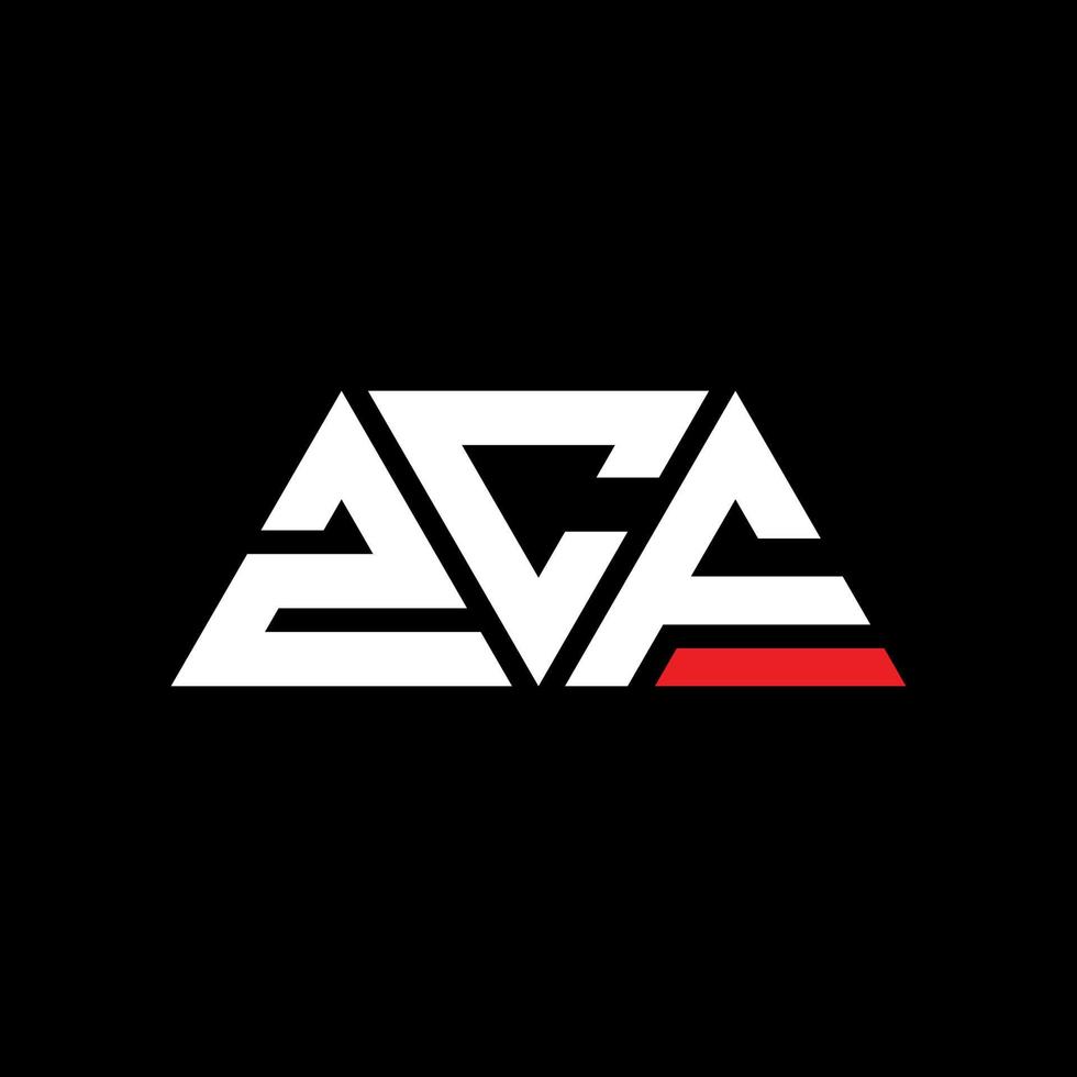 ZCF triangle letter logo design with triangle shape. ZCF triangle logo design monogram. ZCF triangle vector logo template with red color. ZCF triangular logo Simple, Elegant, and Luxurious Logo. ZCF