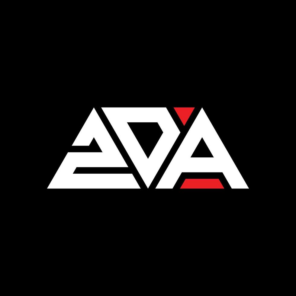 ZDA triangle letter logo design with triangle shape. ZDA triangle logo design monogram. ZDA triangle vector logo template with red color. ZDA triangular logo Simple, Elegant, and Luxurious Logo. ZDA