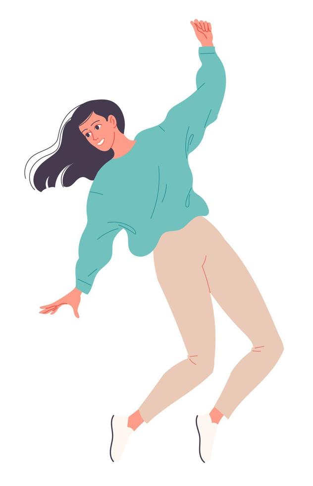 A girl performs a street dance element. vector