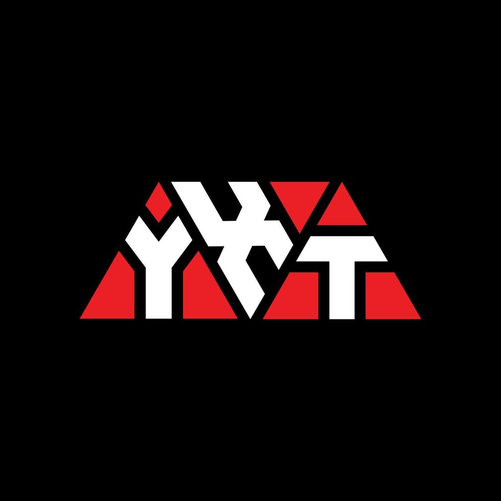 YXT triangle letter logo design with triangle shape. YXT triangle logo design monogram. YXT triangle vector logo template with red color. YXT triangular logo Simple, Elegant, and Luxurious Logo. YXT