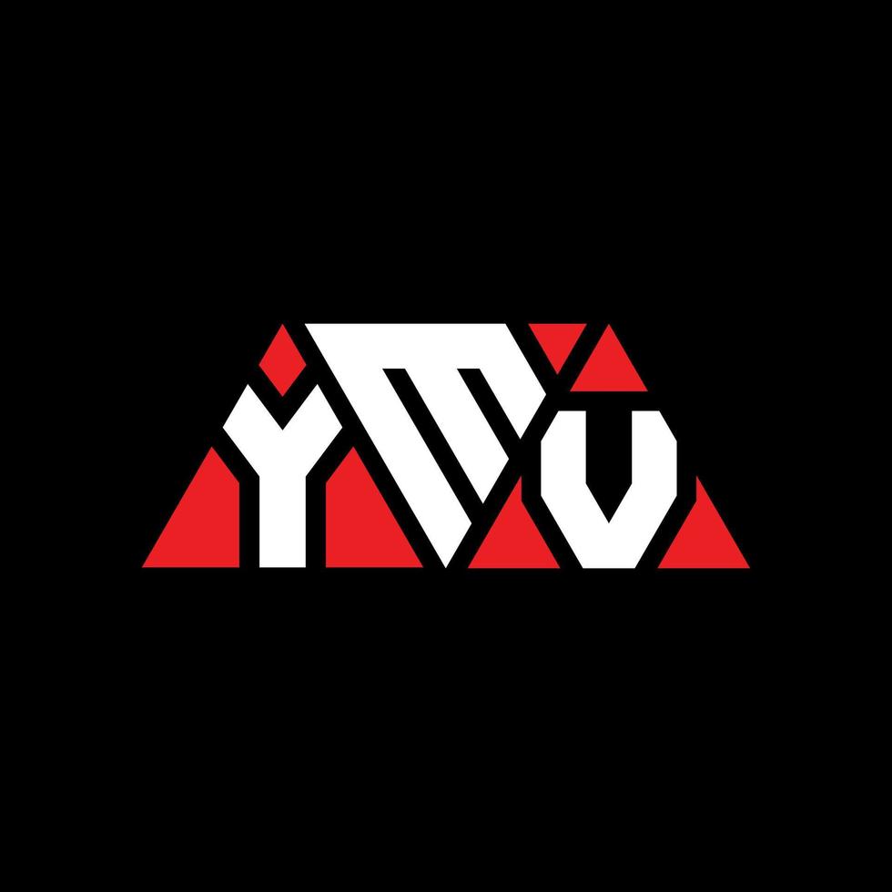 YMV triangle letter logo design with triangle shape. YMV triangle logo design monogram. YMV triangle vector logo template with red color. YMV triangular logo Simple, Elegant, and Luxurious Logo. YMV