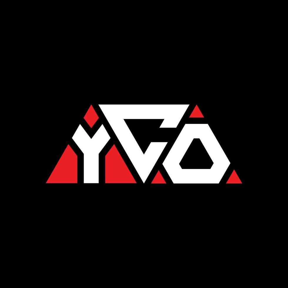 YCO triangle letter logo design with triangle shape. YCO triangle logo design monogram. YCO triangle vector logo template with red color. YCO triangular logo Simple, Elegant, and Luxurious Logo. YCO