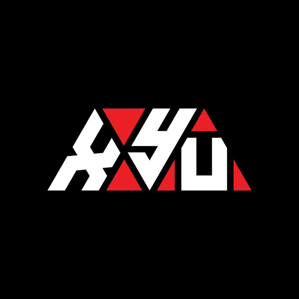 XYU triangle letter logo design with triangle shape. XYU triangle logo design monogram. XYU triangle vector logo template with red color. XYU triangular logo Simple, Elegant, and Luxurious Logo. XYU