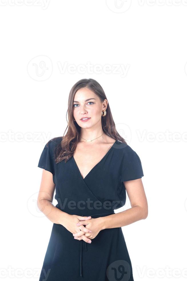 Beautiful, smart,  attractive and mature business woman on isolated white background. Portrait smiling and confidence woman are executive, manager, secretary, model photo