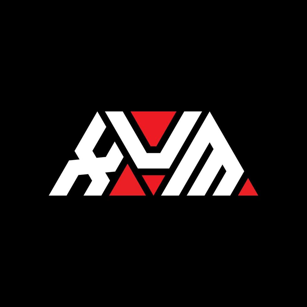 XUM triangle letter logo design with triangle shape. XUM triangle logo design monogram. XUM triangle vector logo template with red color. XUM triangular logo Simple, Elegant, and Luxurious Logo. XUM