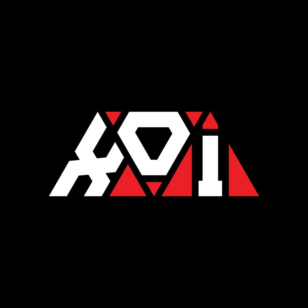 XOI triangle letter logo design with triangle shape. XOI triangle logo design monogram. XOI triangle vector logo template with red color. XOI triangular logo Simple, Elegant, and Luxurious Logo. XOI