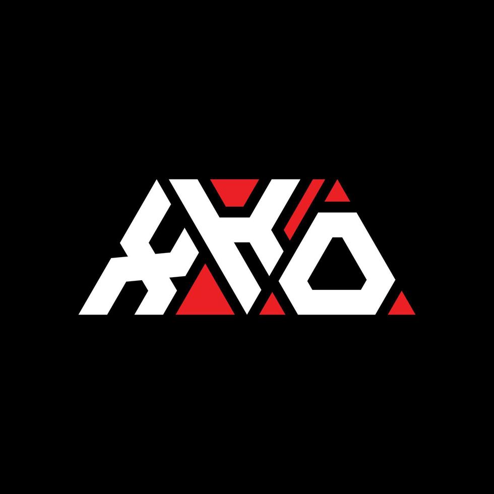 XKO triangle letter logo design with triangle shape. XKO triangle logo design monogram. XKO triangle vector logo template with red color. XKO triangular logo Simple, Elegant, and Luxurious Logo. XKO