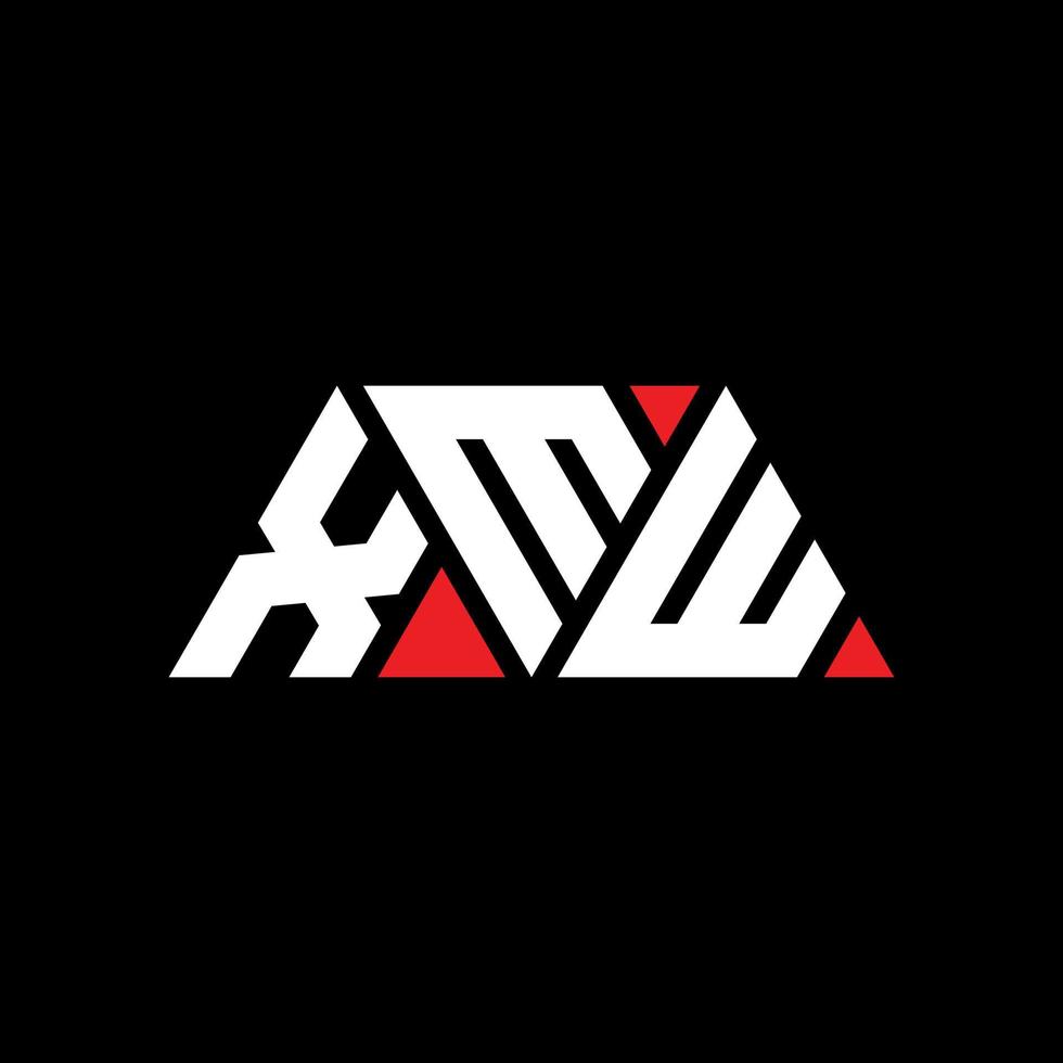 diseño de logotipo de letra triangular xmw con forma de triángulo. monograma de diseño del logotipo del triángulo xmw. plantilla de logotipo de vector de triángulo xmw con color rojo. logotipo triangular xmw logotipo simple, elegante y lujoso. xmw