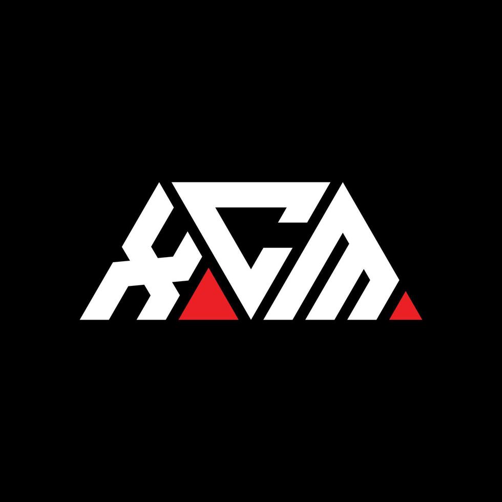 XCM triangle letter logo design with triangle shape. XCM triangle logo design monogram. XCM triangle vector logo template with red color. XCM triangular logo Simple, Elegant, and Luxurious Logo. XCM