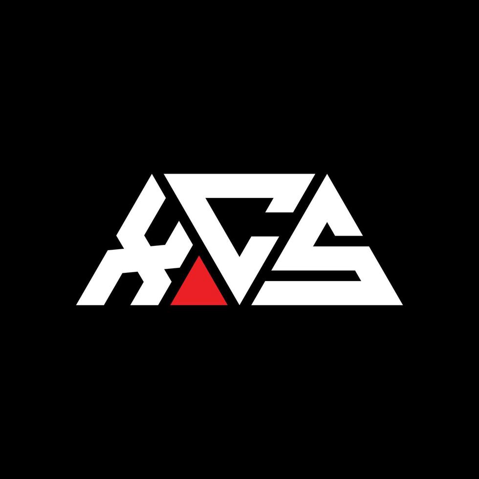 XCS triangle letter logo design with triangle shape. XCS triangle logo design monogram. XCS triangle vector logo template with red color. XCS triangular logo Simple, Elegant, and Luxurious Logo. XCS
