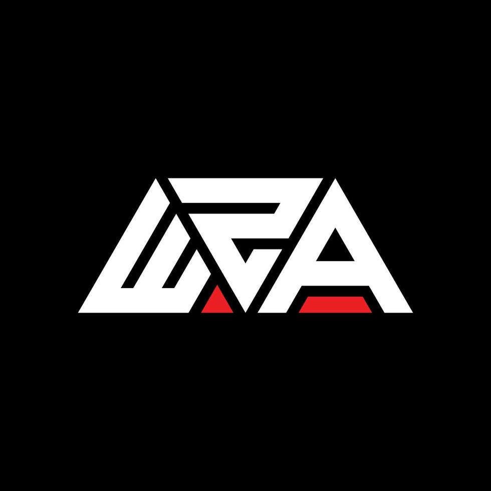 WZA triangle letter logo design with triangle shape. WZA triangle logo design monogram. WZA triangle vector logo template with red color. WZA triangular logo Simple, Elegant, and Luxurious Logo. WZA