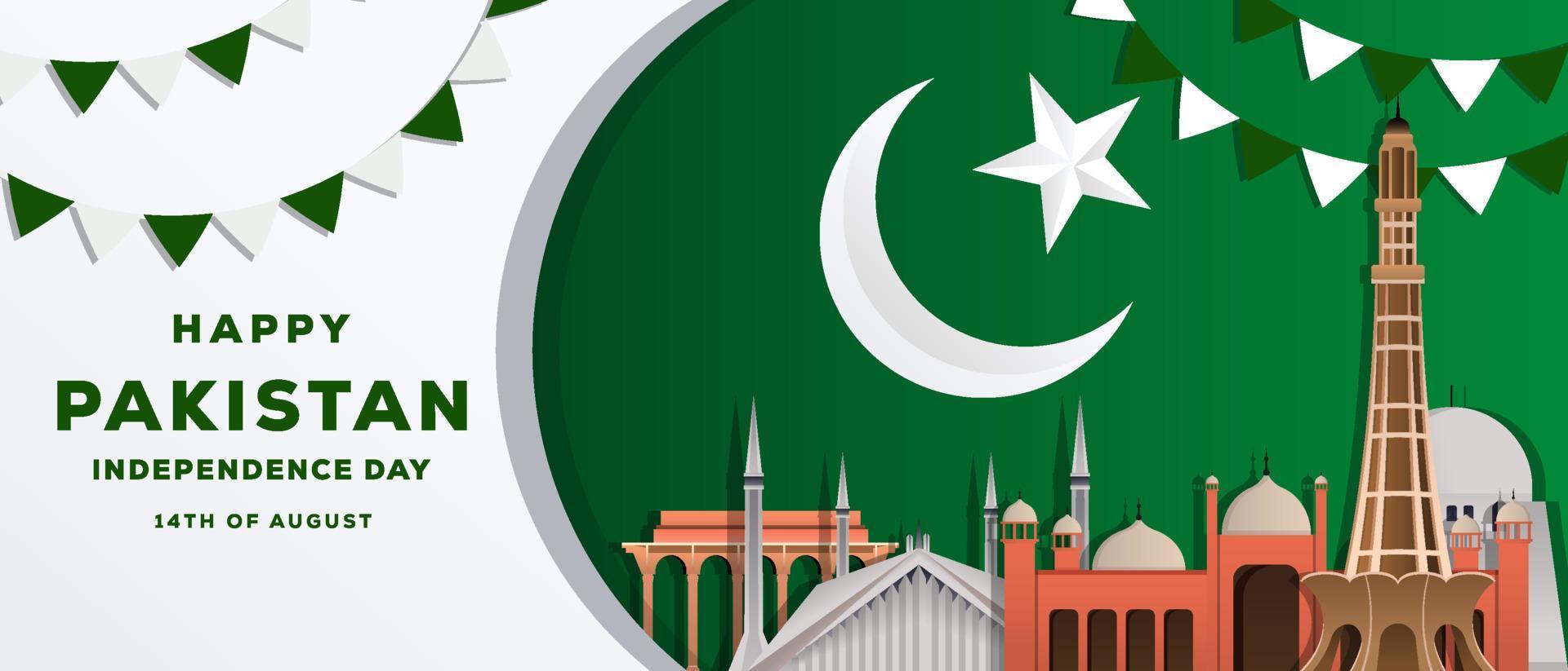 pakistan independence day 14th of august background illustration vector