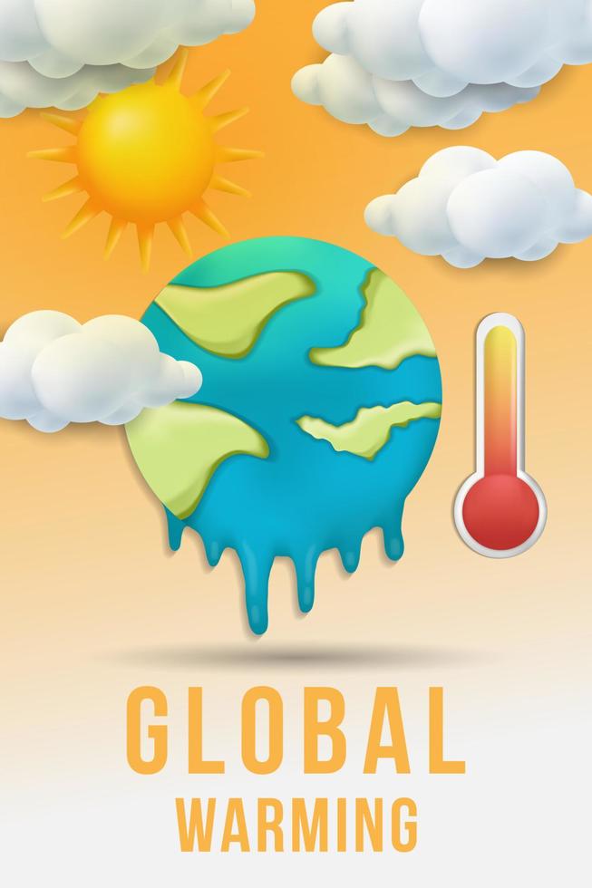 realistic global warming vertical poster banner illustration vector