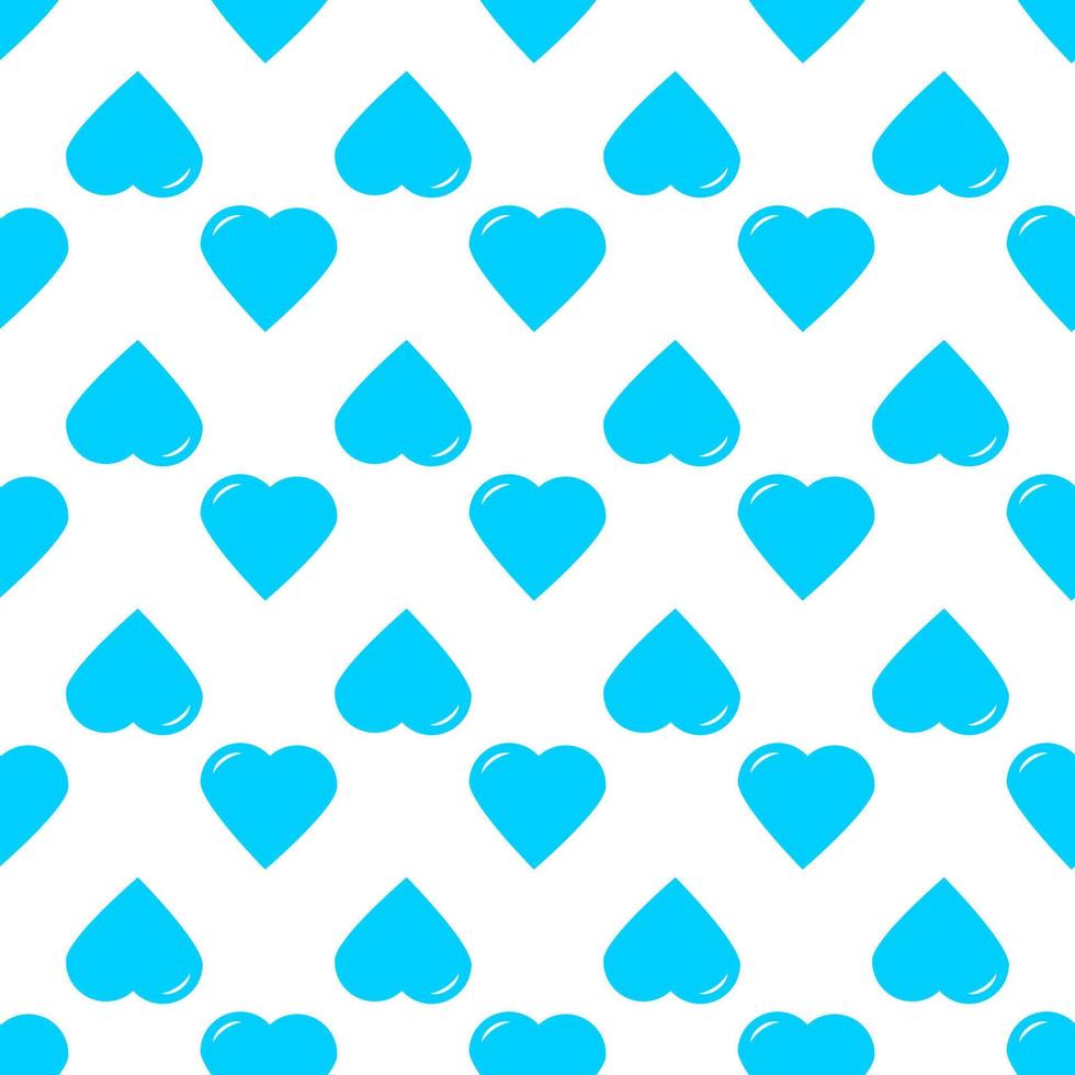 Seamless pattern of staggered blue hearts on a white background. vector