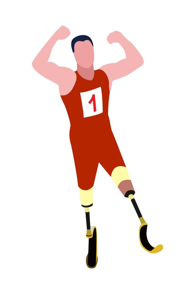 hombre atleta corredor de maratón con prótesis en lugar de piernas. deportes para discapacitados, correr. estilo de vida saludable. vida activa con lesión física. ilustración vectorial aislada vector