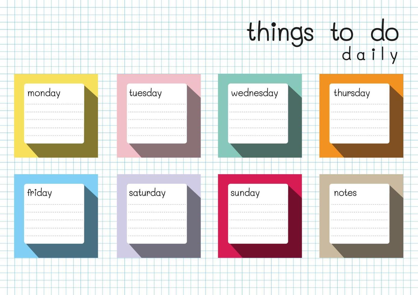 Things to do note daily, weekly vector illustration