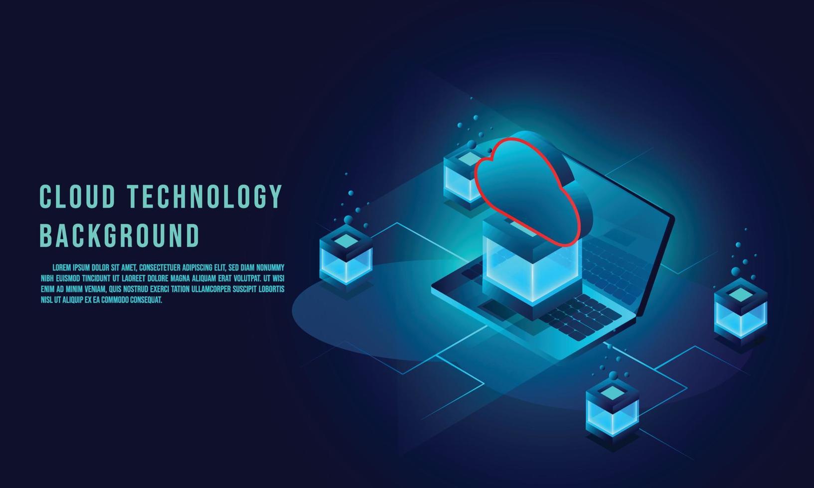 Cloud data storage 3d isometric infographic illustration, landing page layout, vector web template, Cloud technology concept