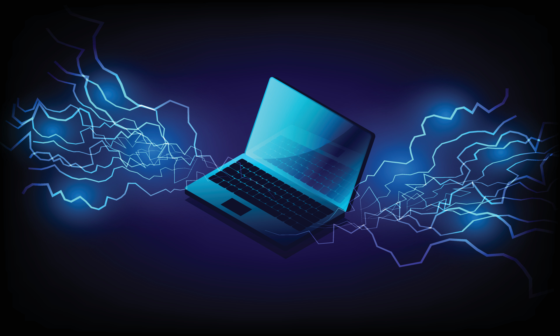 battery charging process on Laptop plugged in to electricity