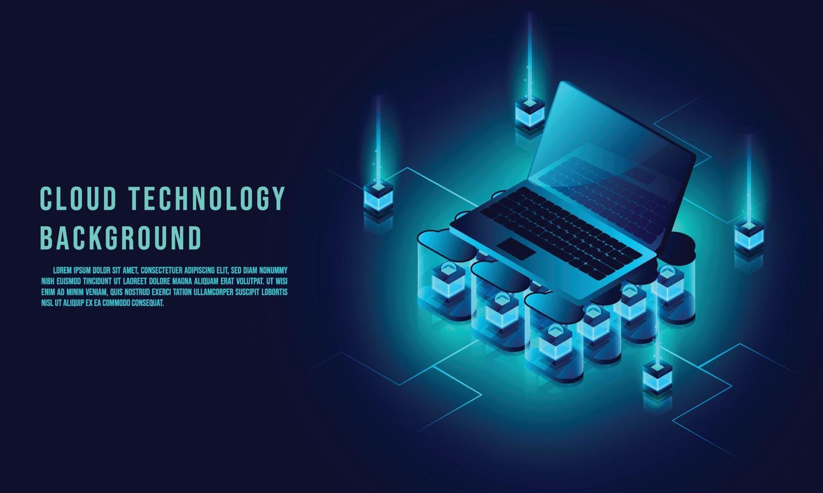 almacenamiento de datos en la nube ilustración infográfica isométrica 3d, diseño de página de destino, plantilla web vectorial, concepto de tecnología en la nube vector