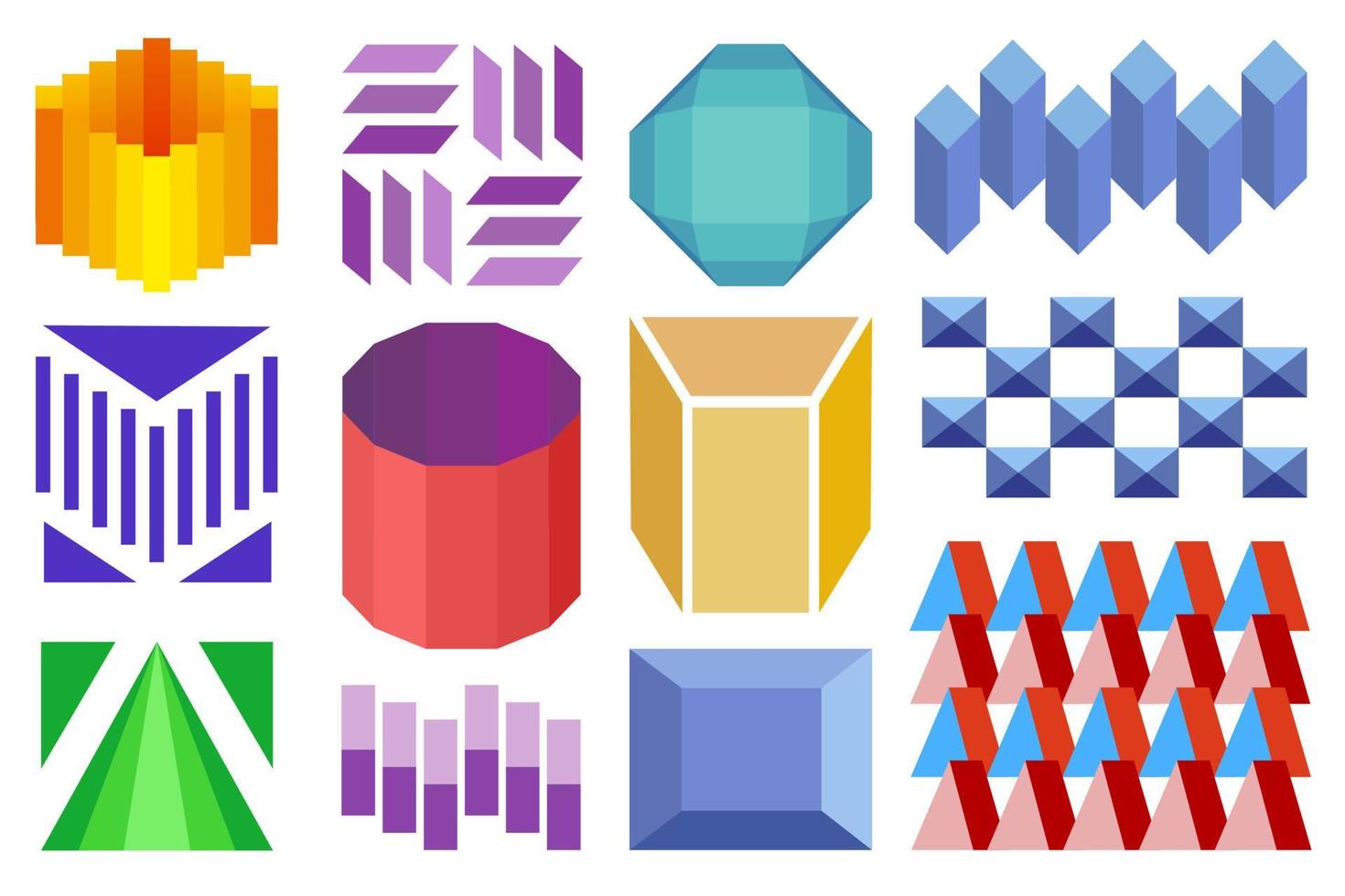 Geometric design elements in different color. Colorful abstract shapes for your design elements. vector