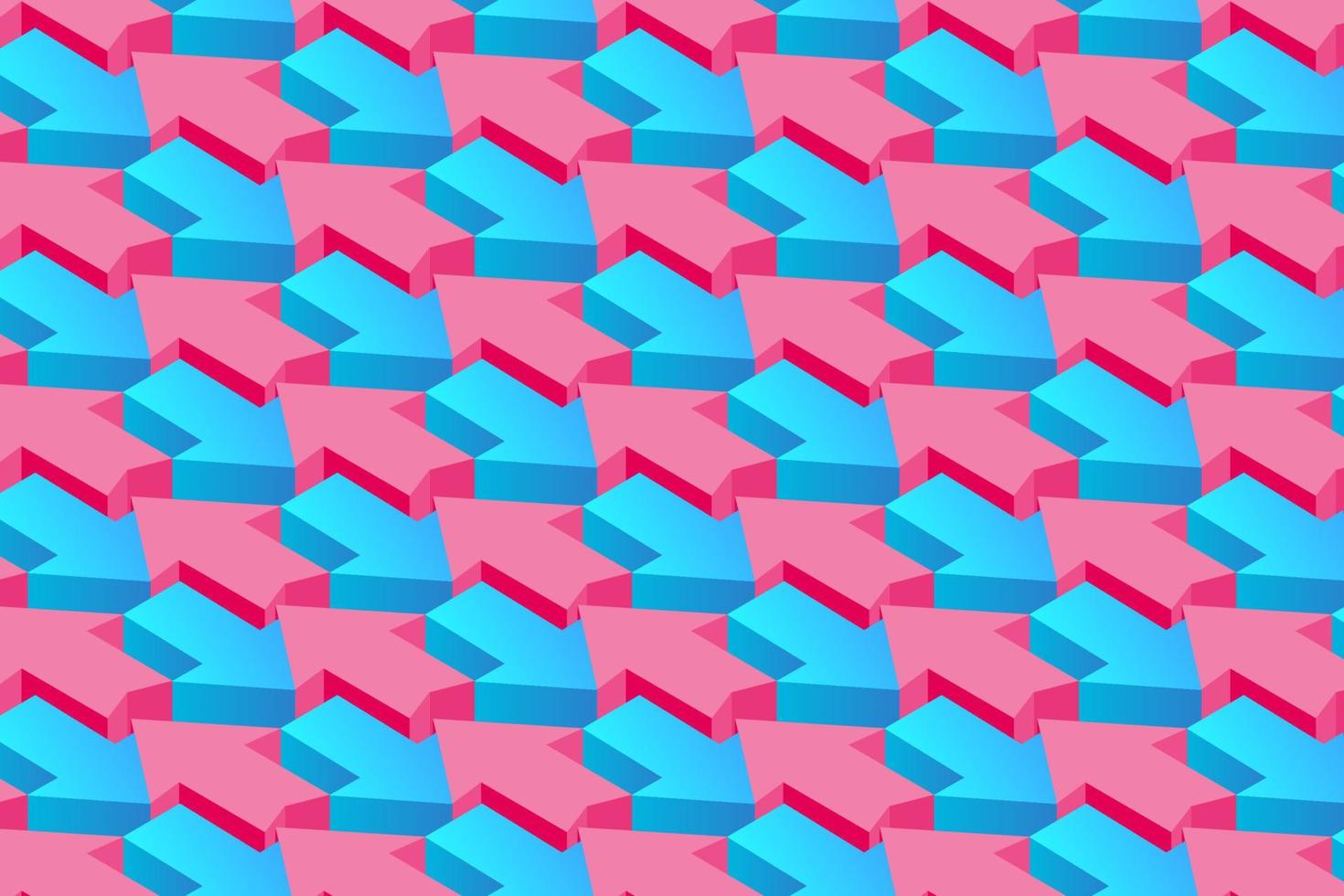 Red and blue arrows background. Up and down arrows traffic abstract isometric background. 3D rendering seamless pattern, vector illustration.