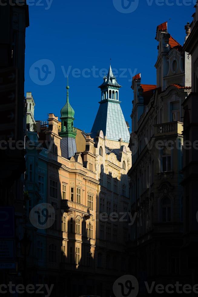 Prague. Shadows and lights in the buildings of the city photo