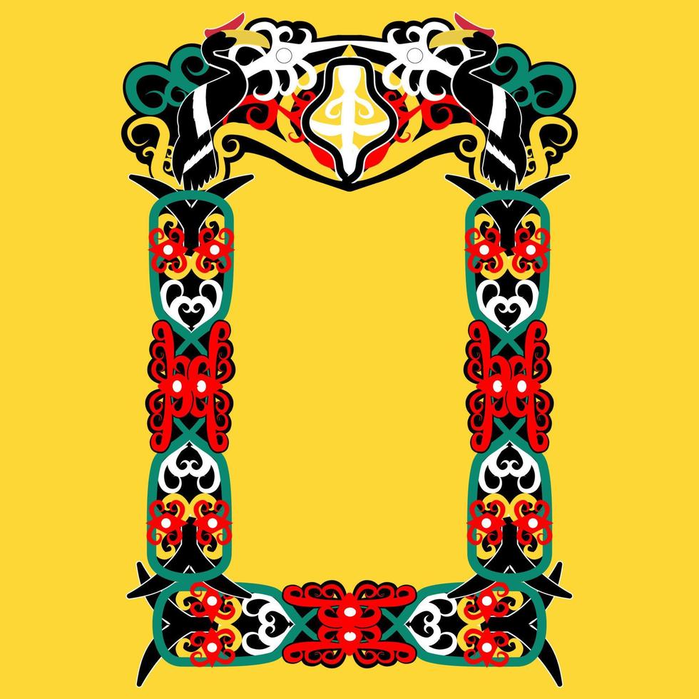 traditional Dayak tribe frame from central kalimantan indonesia vector