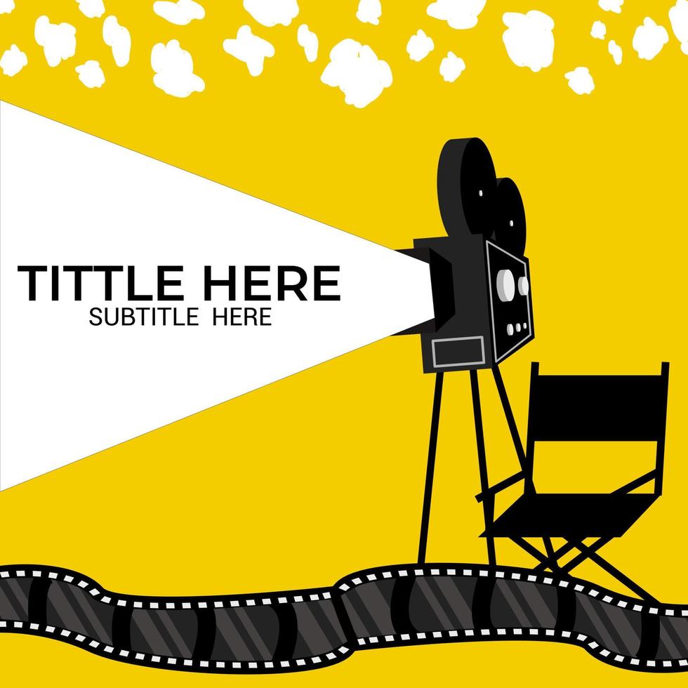 silla de director, cámara vintage y tira de película adecuada para el cartel del festival de cine vector