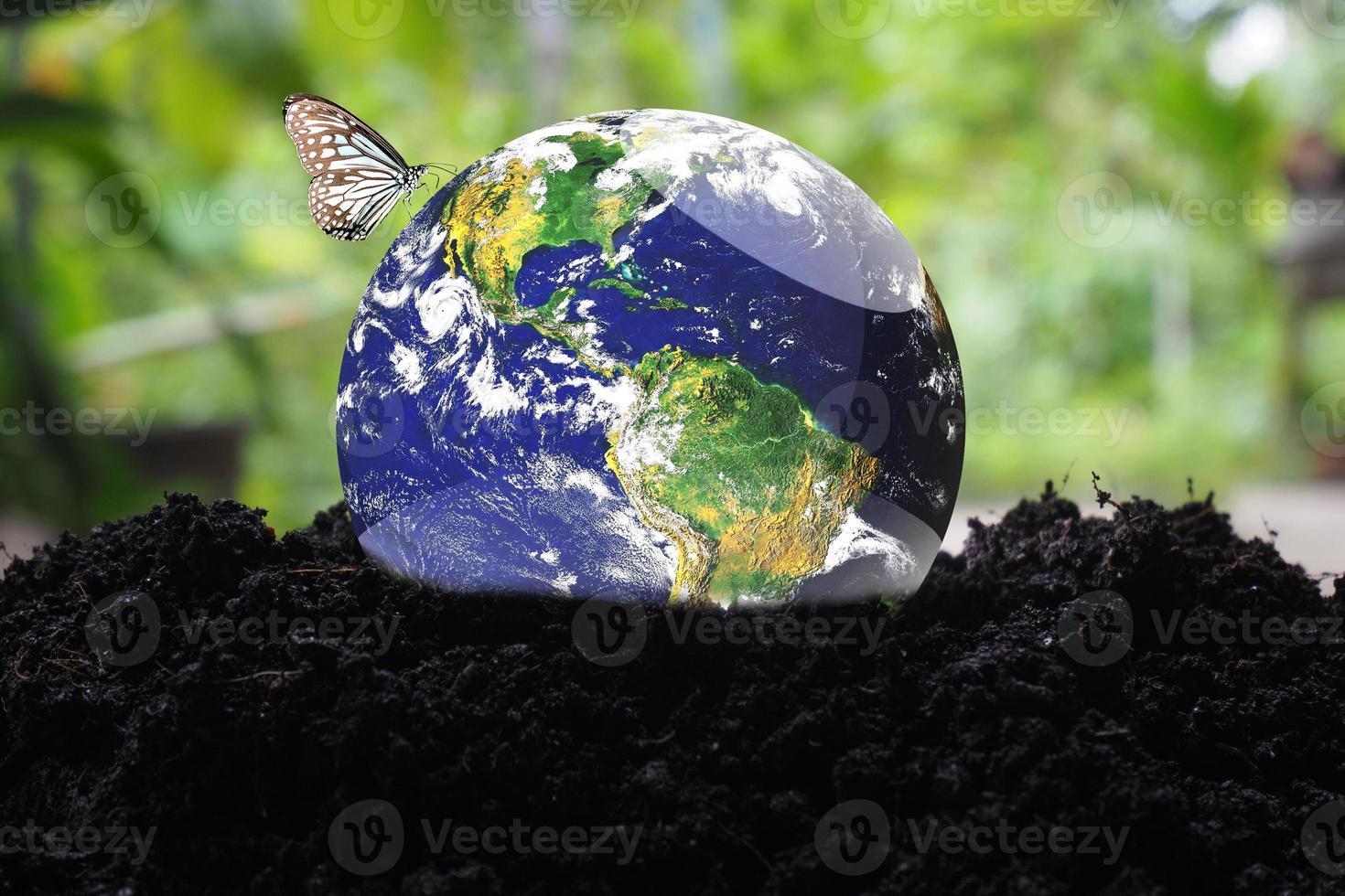 The concept of loving the earth and the environment. globe on earth photo