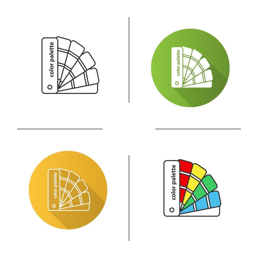 Color palette guide icon. Flat design, linear and color styles. Swatches. Isolated vector illustrations