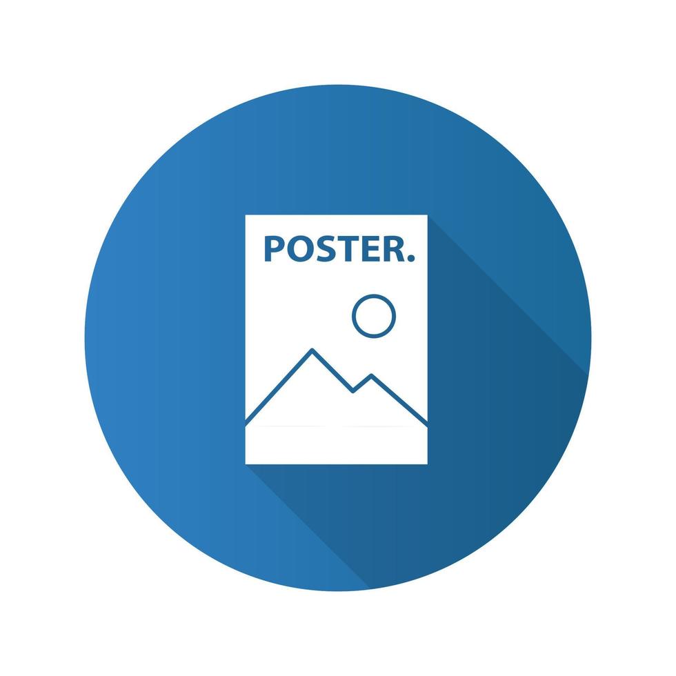 Poster template flat design long shadow glyph icon. Vector silhouette illustration