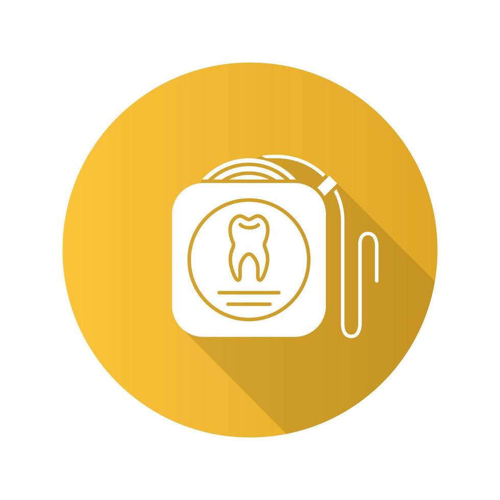 Dental floss flat design long shadow glyph icon. Teeth cleaning. Vector