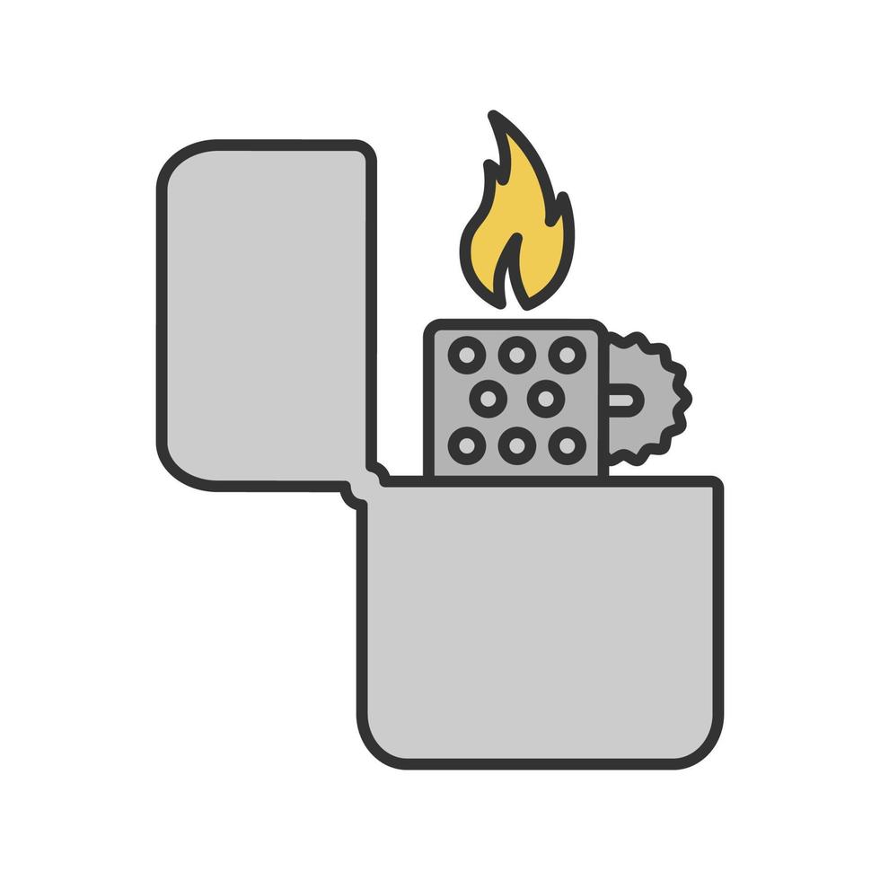 Flip lighter color icon. Cigarette lighter. Isolated vector illustration