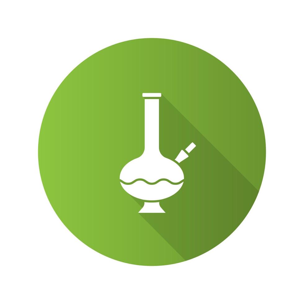 bong diseño plano icono de glifo de sombra larga. pipa de agua de marihuana. ilustración de silueta vectorial vector