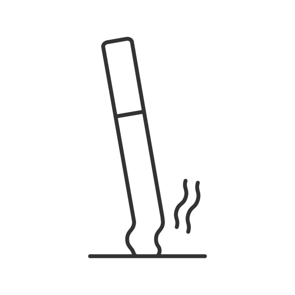 Stubbed out cigarette linear icon. Thin line illustration. Stop smoking. Contour symbol. Vector isolated outline drawing