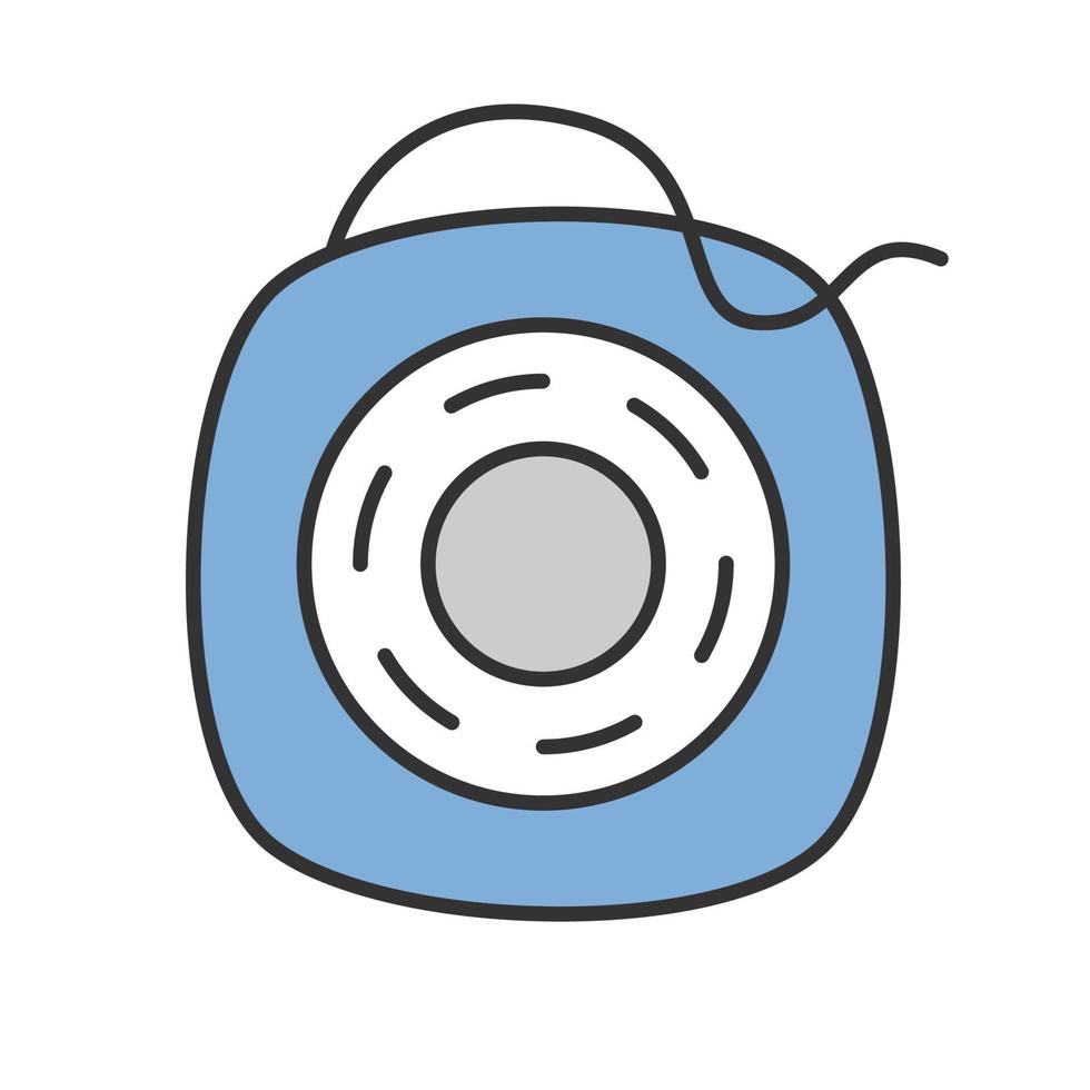 Dental floss color icon. Teeth cleaning. Isolated vector illustration