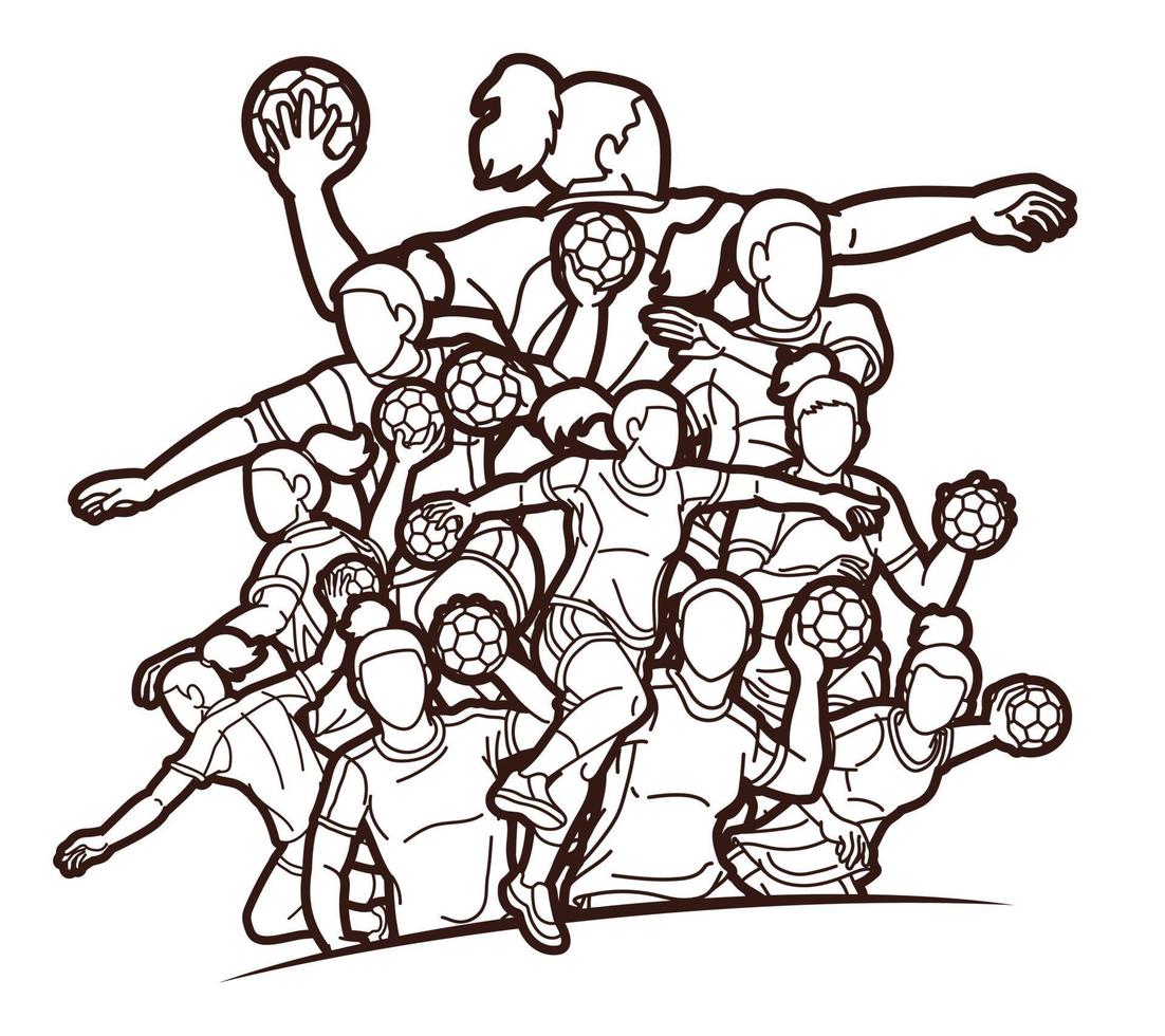 Group of Handball Female Players Team vector
