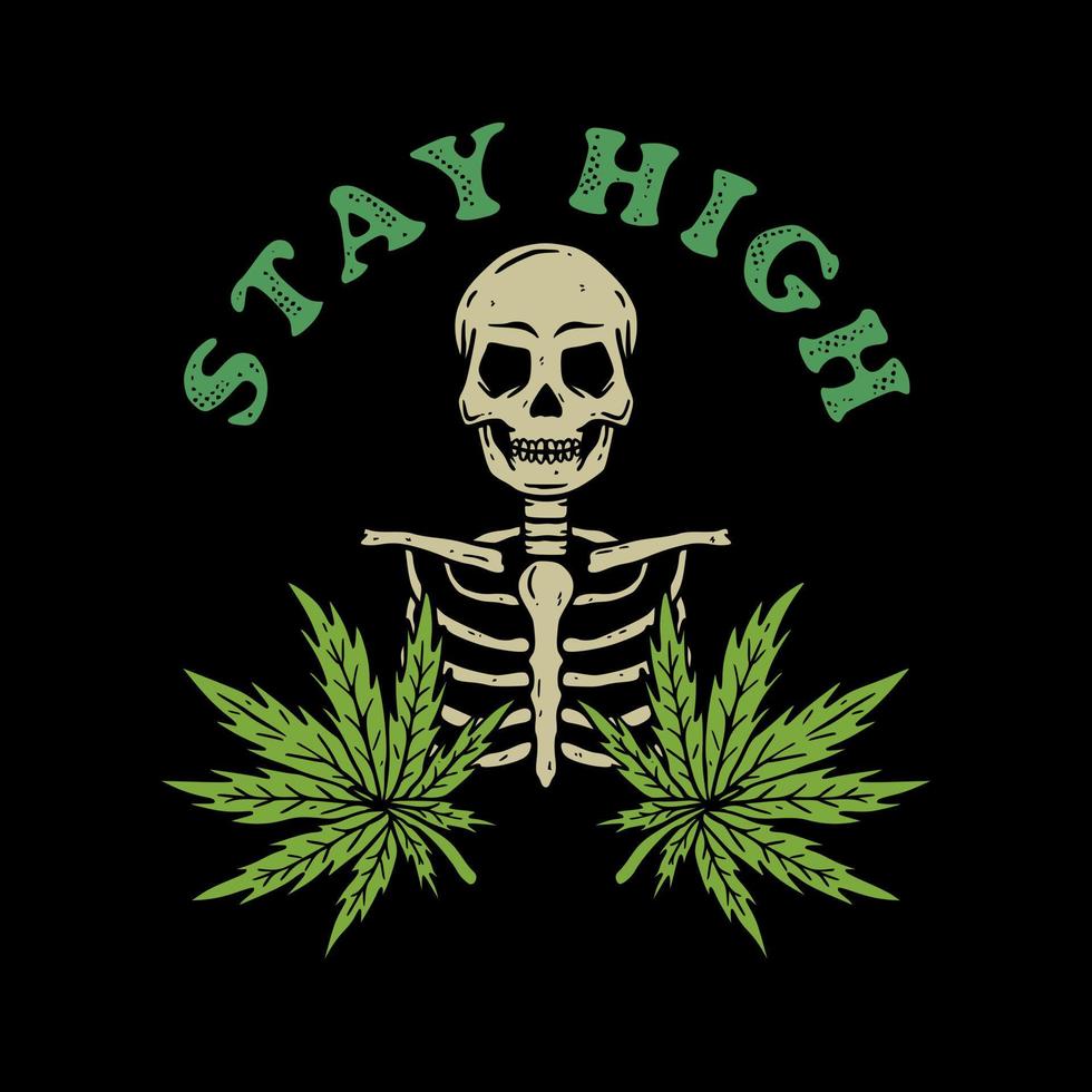 hand drawn skull stay High illustration for tshirt jacket hoodie can be used for stickers etc vector