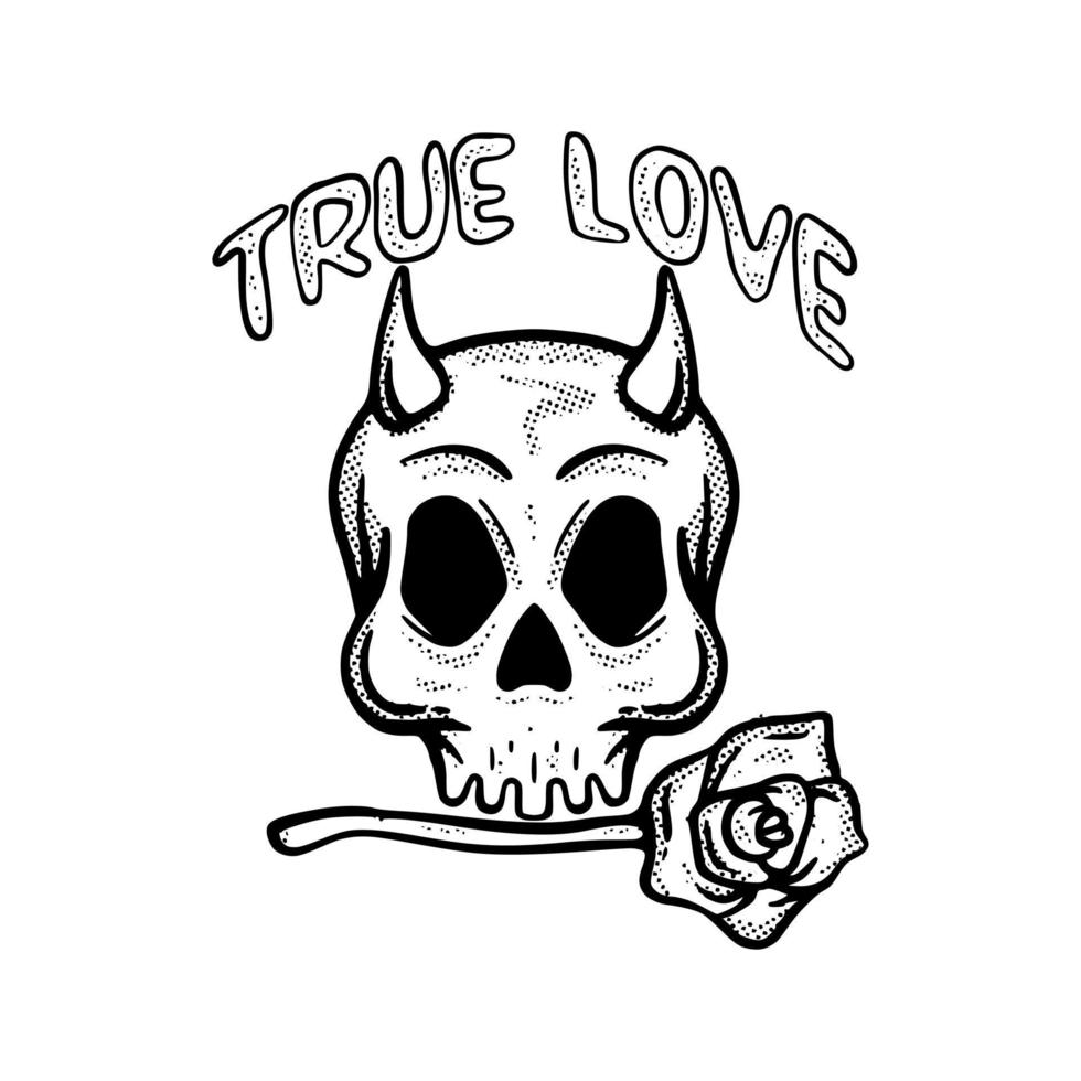 Skull true love illustration vector for tshirt jacket hoodie can be used for stickers etc