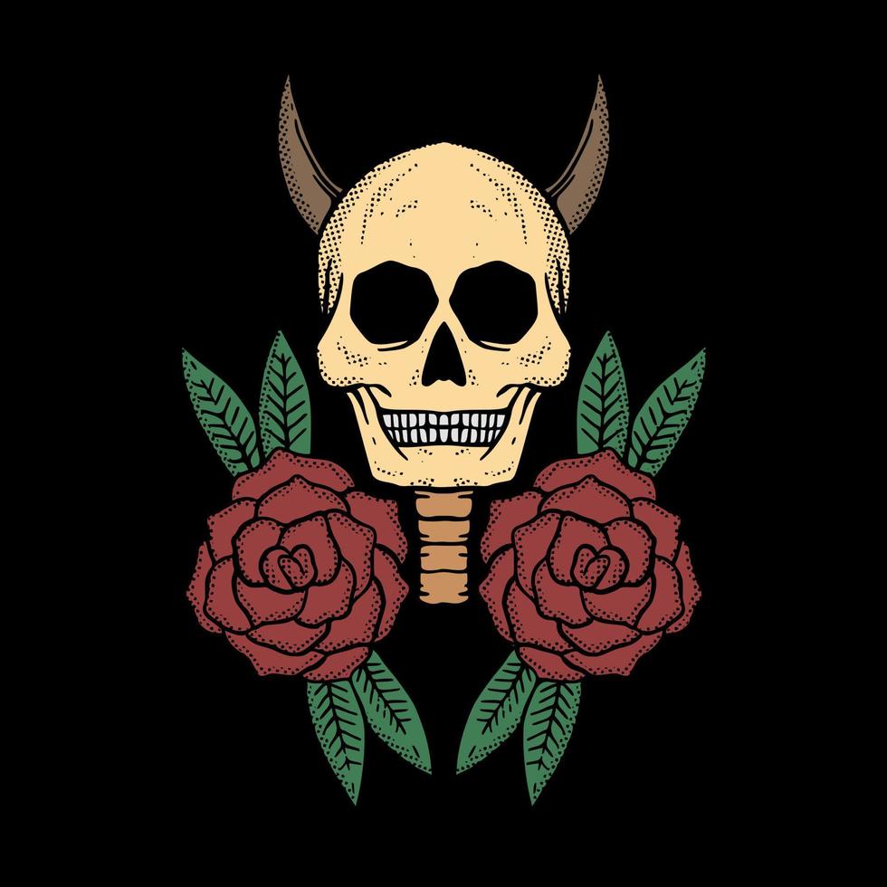 Skull flower illustration vector for tshirt jacket hoodie can be used for stickers etc