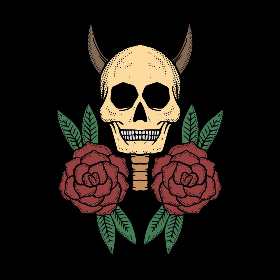 vector de ilustración de flor de cráneo para camiseta, chaqueta, sudadera con capucha, se puede usar para pegatinas, etc.