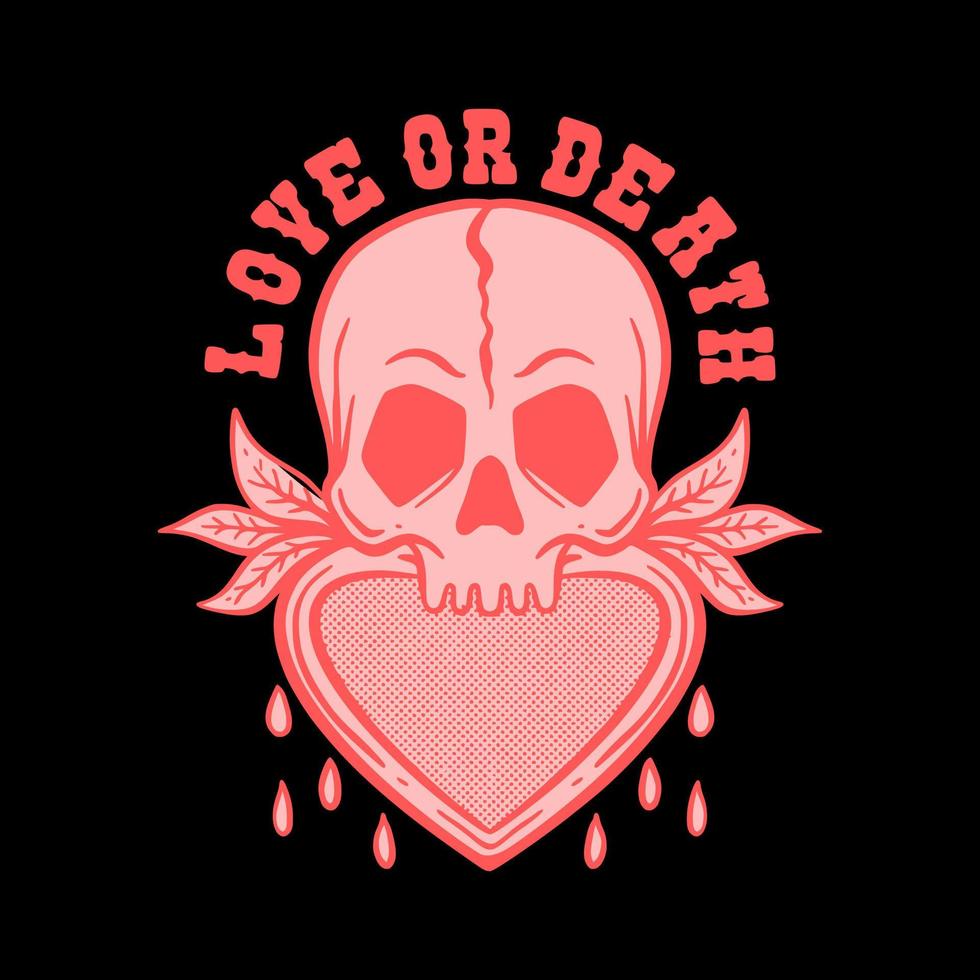 la ilustración de amor o muerte de calavera dibujada a mano para la sudadera con capucha de la chaqueta de la camiseta se puede usar para pegatinas, etc. vector