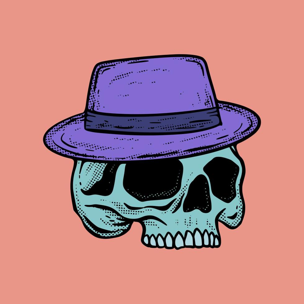 hand drawn skull with hat illustration for tshirt jacket hoodie can be used for stickers etc hand drawn skull with hat illustration for tshirt jacket hoodie can be used for stickers etc vector