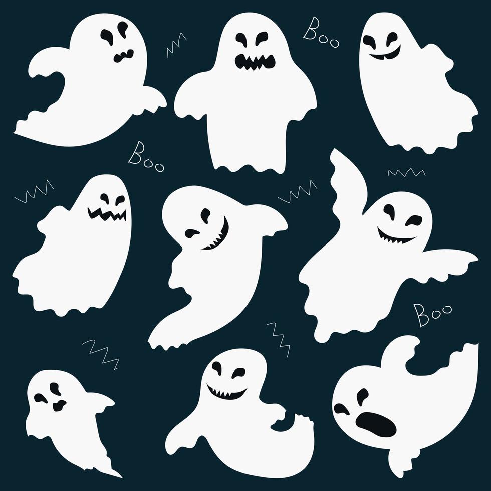 fantasmas malvados de halloween, conjunto aislado vector